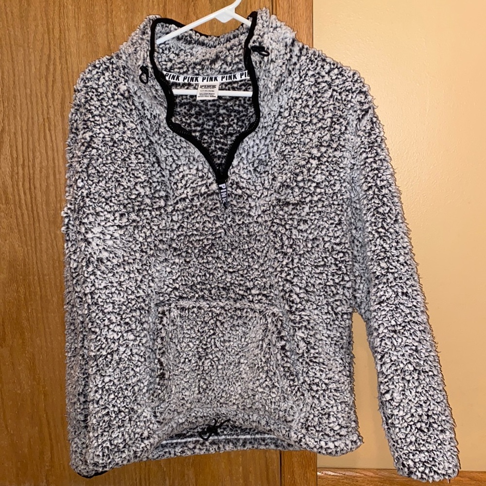 VS PINK Quarter Zip Pullover Sherpa Jacket
